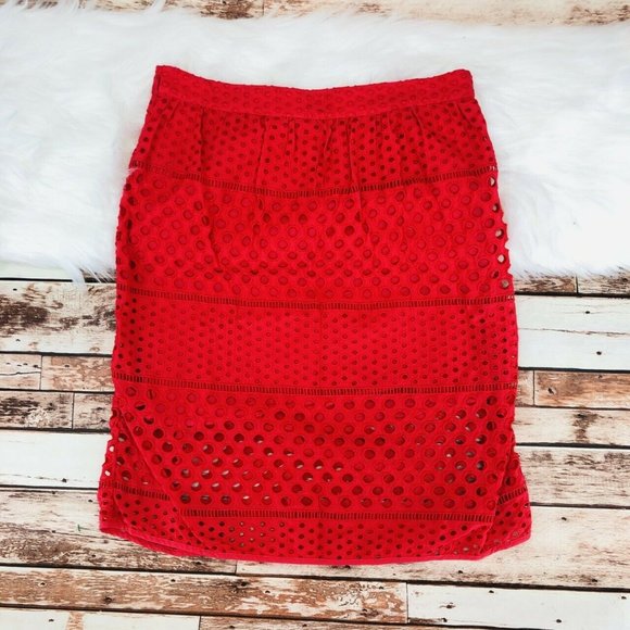 Ann Taylor Dresses & Skirts - Ann Taylor Loft Eyelet Cutout Overlay Skirt Size 8